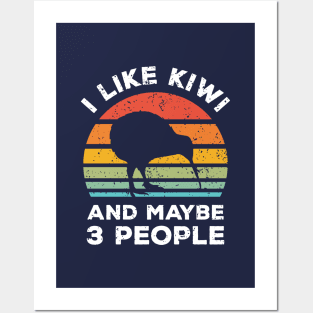 I Like Kiwi and Maybe 3 People, Retro Vintage Sunset with Style Old Grainy Grunge Texture Posters and Art